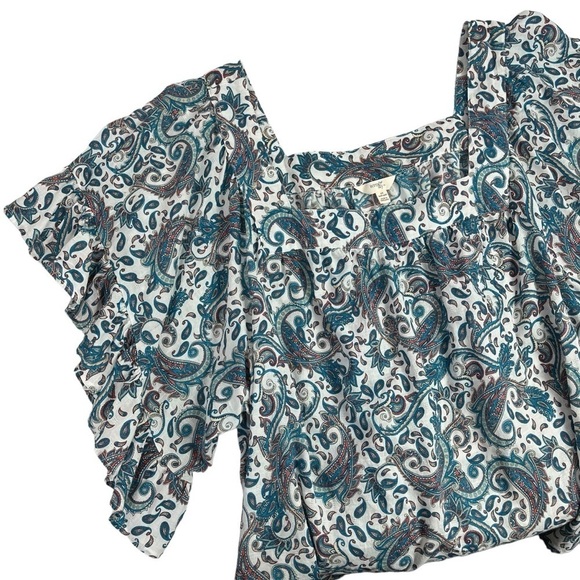 Terra & Sky Womens Top Paisley Print Flutter Sleeves Blouse 2X 20W 22W - Picture 5 of 10